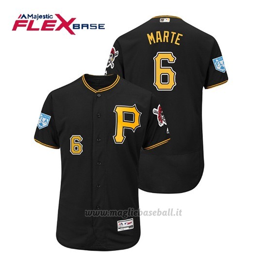 Maglia Baseball Uomo Pittsburgh Pirates Starling Marte Flex Base Entrenamiento De Primavera 2019 Nero